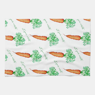 Linge De Cuisine Mangez vos carottes aquarelle
