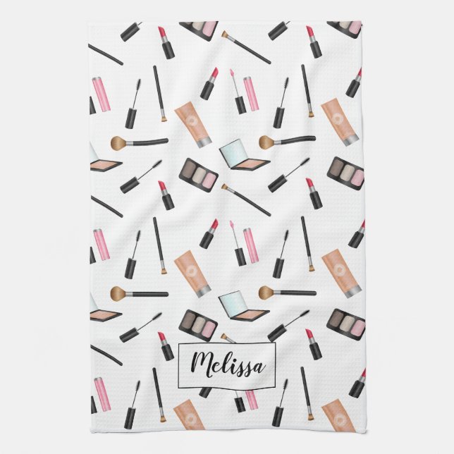 Linge De Cuisine Maquillage Motif illustré Nom personnalisé (Vertical)