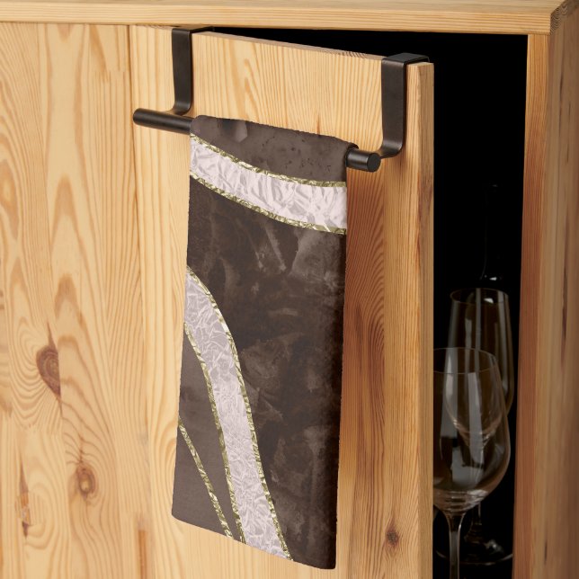 Linge De Cuisine Marble Agate Gold Glam 5 (Pliage en tiers)