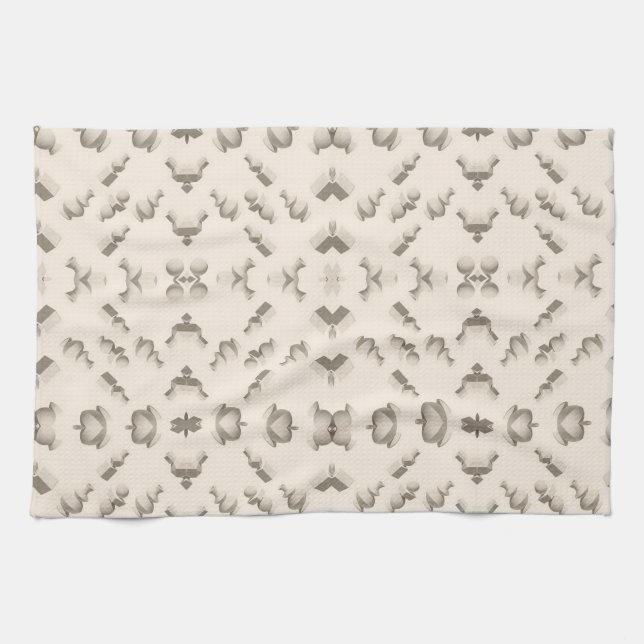 Linge De Cuisine Marble textured geometric sculptures on a beige (Horizontal)
