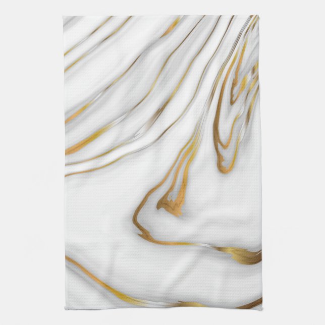 Linge De Cuisine Marbre blanc Gold Grain (Vertical)