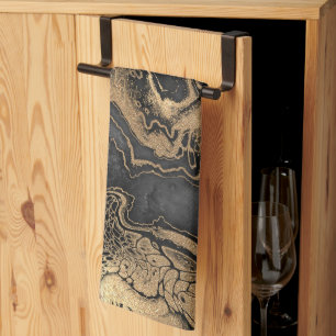 Linge De Cuisine Marbre d'or noir assez
