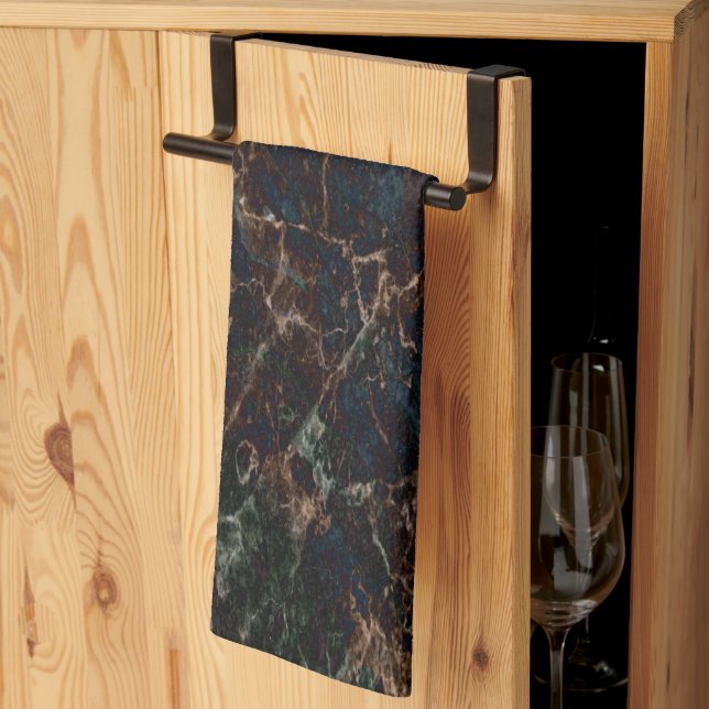 Linge De Cuisine Marbre foncé (Pliage en tiers)