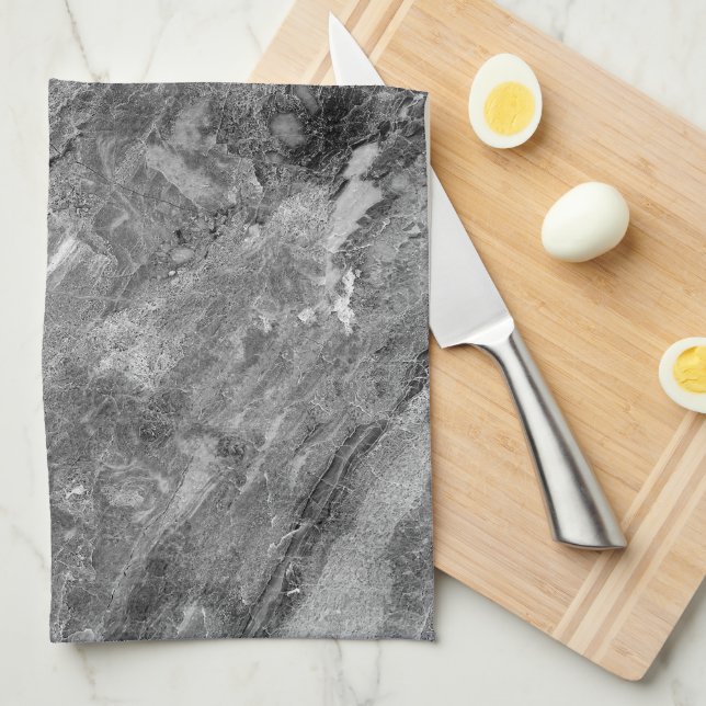 Linge De Cuisine Marbre gris (Quart Plié)