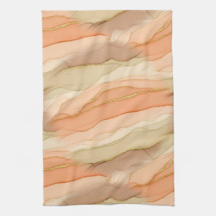 Linge De Cuisine Marbre Veine d'Or Terracotta - Luxe Chaud (3)