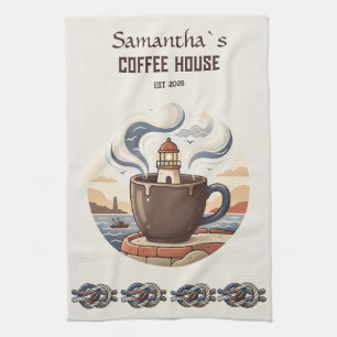 Linge De Cuisine Marchandise de café côtier vintage personnalisée