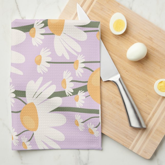 Linge De Cuisine Marché aux fleurs Amsterdam Abstrait Retro Daisies (Quart Plié)