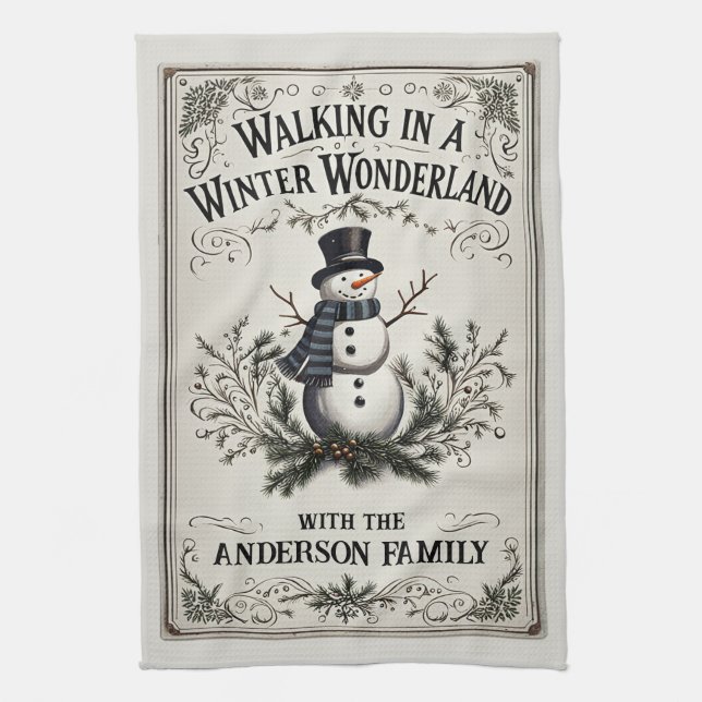 Linge De Cuisine Marcher dans un Wonderland d'hiver Snowman (Vertical)