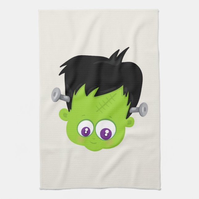 Linge De Cuisine Mare Green Frankenstein Monster face Halloween (Vertical)
