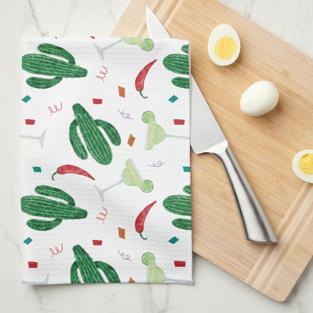 Linge De Cuisine Margaritas et Chili Peppers Fiesta Thème (Quart Plié)