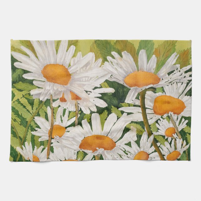 Linge De Cuisine Marguerite blanche (Horizontal)