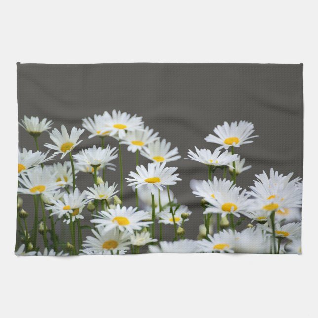 Linge De Cuisine Marguerites sur Grey (Horizontal)