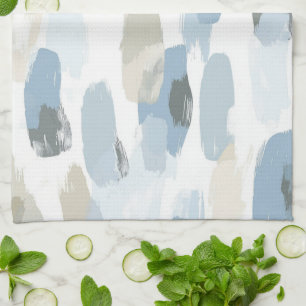 Linge De Cuisine Mariage Abstrait Crème Blanc Bleu