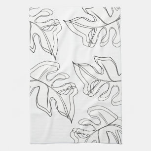 Linge De Cuisine Mariage botanique noir de Monstera