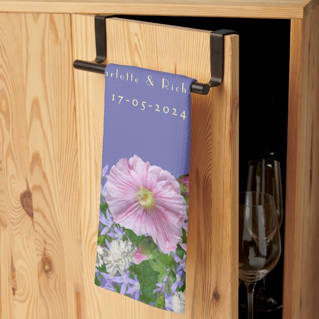 Linge De Cuisine Mariage Cadeau Couple Bouquet Arrière - plan (Pliage en tiers)