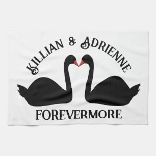 Linge De Cuisine Mariage gothique Baiser Black Swans Personnalisé