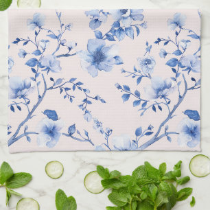 Linge De Cuisine Mariage romantique blush floral bleu Baby Shower