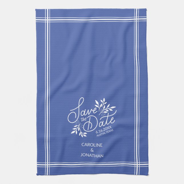 Linge De Cuisine Mariage Sauvez la date Main dessinée Botanique Flo (Vertical)