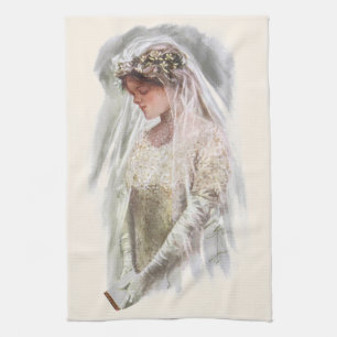 Linge De Cuisine Mariée victorienne vintage avec Bible Harrison Fis