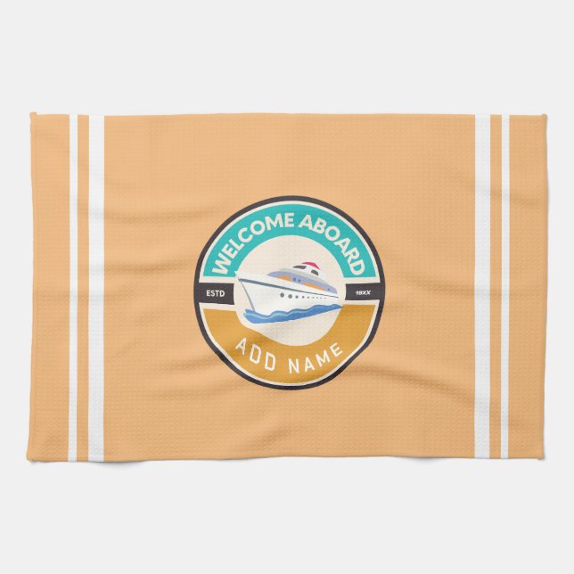 Linge De Cuisine Marine bleue Ancre nautique club nautique (Horizontal)