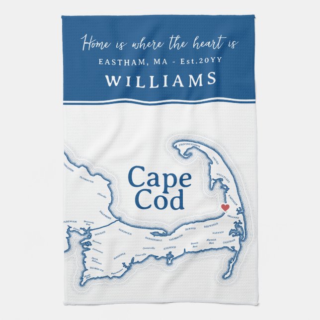 Linge De Cuisine Marine Blue Cape Cod Carte Nouveau Home (Vertical)