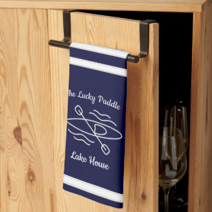 Linge De Cuisine Marine Blue Kayak Monogramme Nom Maison du lac