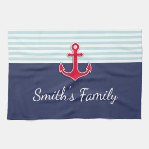 Linge De Cuisine Marine Blue Nautique Design Personnalisé Nom de fa