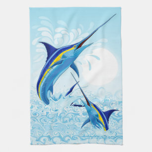 Linge De Cuisine Marlin Bleu Jaillissant de l'Océan