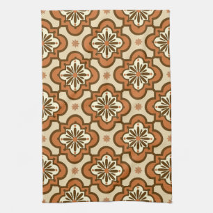 Linge De Cuisine Marocain motif en carreaux - Rust et Tan