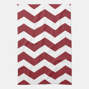 Linge De Cuisine Maroon & White Chevron