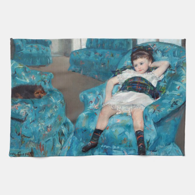 Linge De Cuisine Mary Cassatt - Petite fille dans un fauteuil bleu (Horizontal)