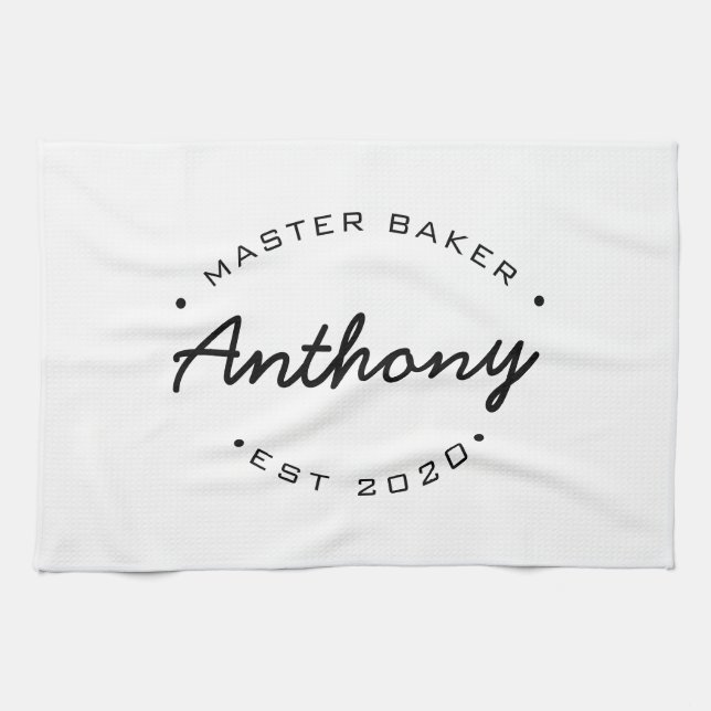 Linge De Cuisine Master Baker Année établie Nom personnalisé (Horizontal)