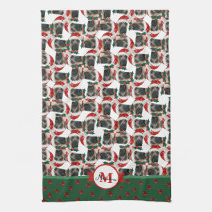 Linge De Cuisine Mastiff Motif anglais Monogram Christmas Chien