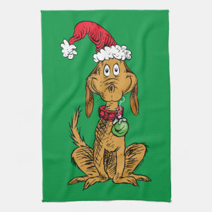 Linge De Cuisine Max le chien avec un chapeau de Père Noël