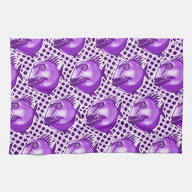 Linge De Cuisine méchant méchant poisson drôle dessin animé (Horizontal)