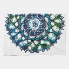 Linge De Cuisine Médaillon bleu vert - Abstrait