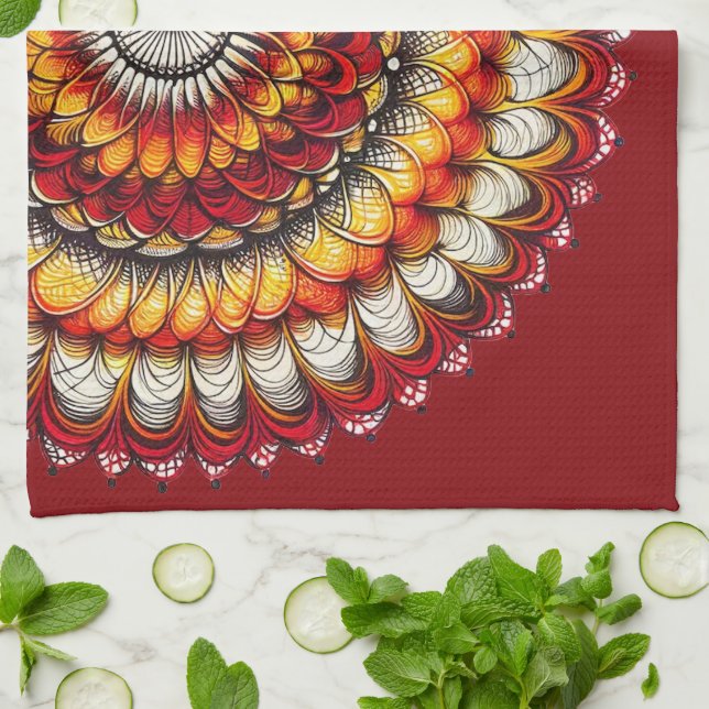 Linge De Cuisine Médaillon du désert - Abstrait (Plié)