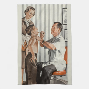 Linge De Cuisine Médecine vintage, Médecin pédiatrique avec patient