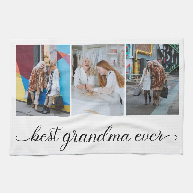 Linge De Cuisine Meilleur Collage photo de grand-mère Ever 3 (Horizontal)