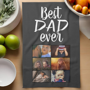Linge De Cuisine Meilleur papa 6 Photo Collage Famille Photo Grey