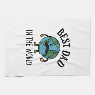 Linge De Cuisine Meilleur Papa du Monde Earth Moustache Shirt Desig