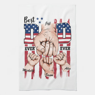 Linge De Cuisine Meilleur Papa Jamais - Fist Bump USA Drapeau - 3 E