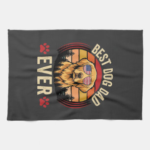 Linge De Cuisine Meilleur papa pour chien Retro Golden Retriever