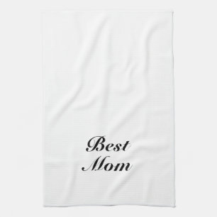 Linge De Cuisine Meilleure maman noir blanc classique script élégan