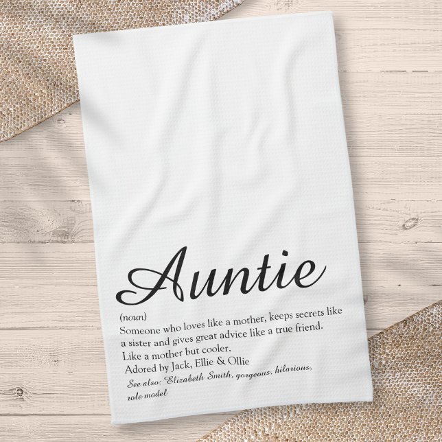 Linge De Cuisine Meilleure tante, Tante Définition Script chic (World's Best Aunt, Auntie Definition Chic Script Kitchen Towel)