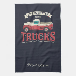 Linge De Cuisine Meilleure Vie Avec Camions Drôle Conducteur Person