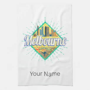 Linge De Cuisine Melbourne Victoria Australia Retro Skyline Vintage