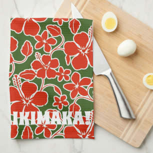Linge De Cuisine Mele Kalikimaka Hibiscus hawaïen de Noël Imprimer