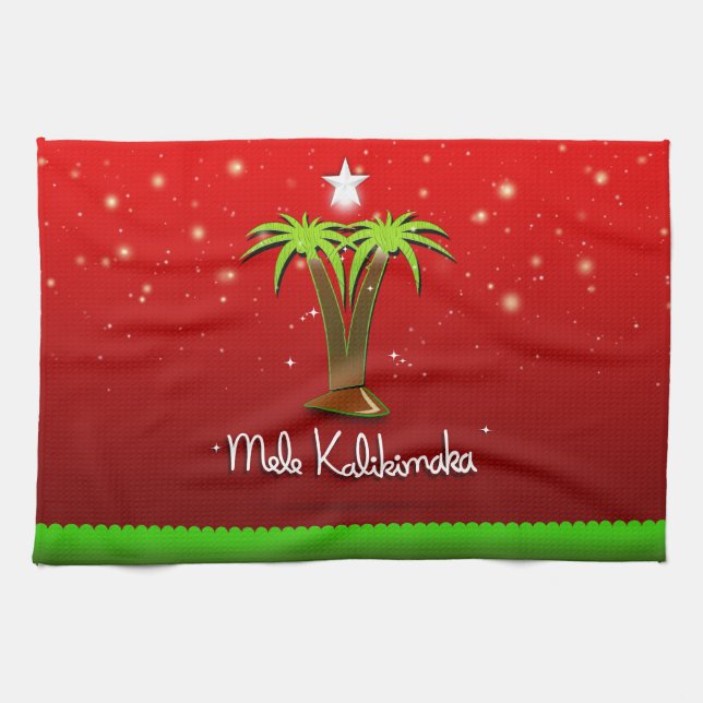 Linge De Cuisine Mele Kalikimaka Palm Tree pour Noël (Horizontal)