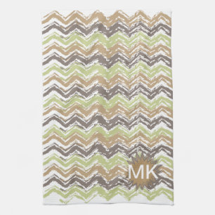 Linge De Cuisine Melon Brandy Scribble ZigZag Motif